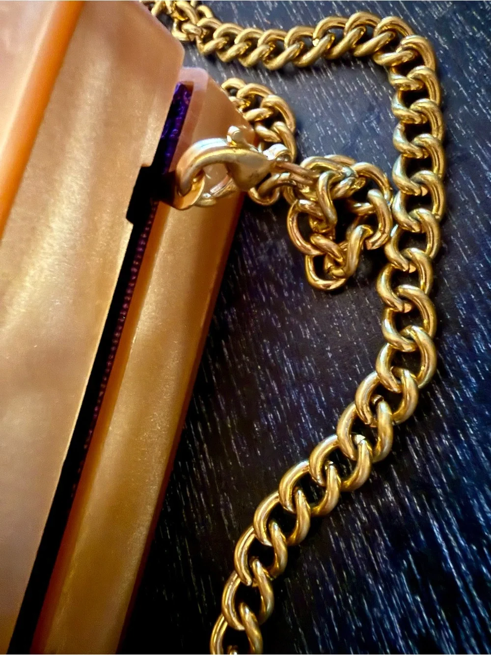 Sondra Roberts Multi-Color Swirl Velvet Clutch with Gold Frame & Gold Chain